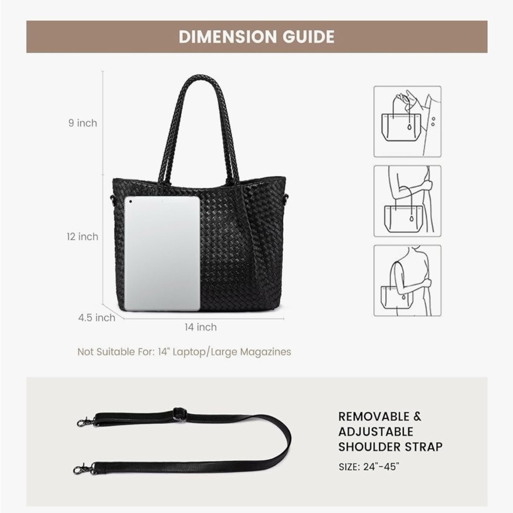 Lovevook woven tote bag.  Vegan leather. - Picture 5 of 5